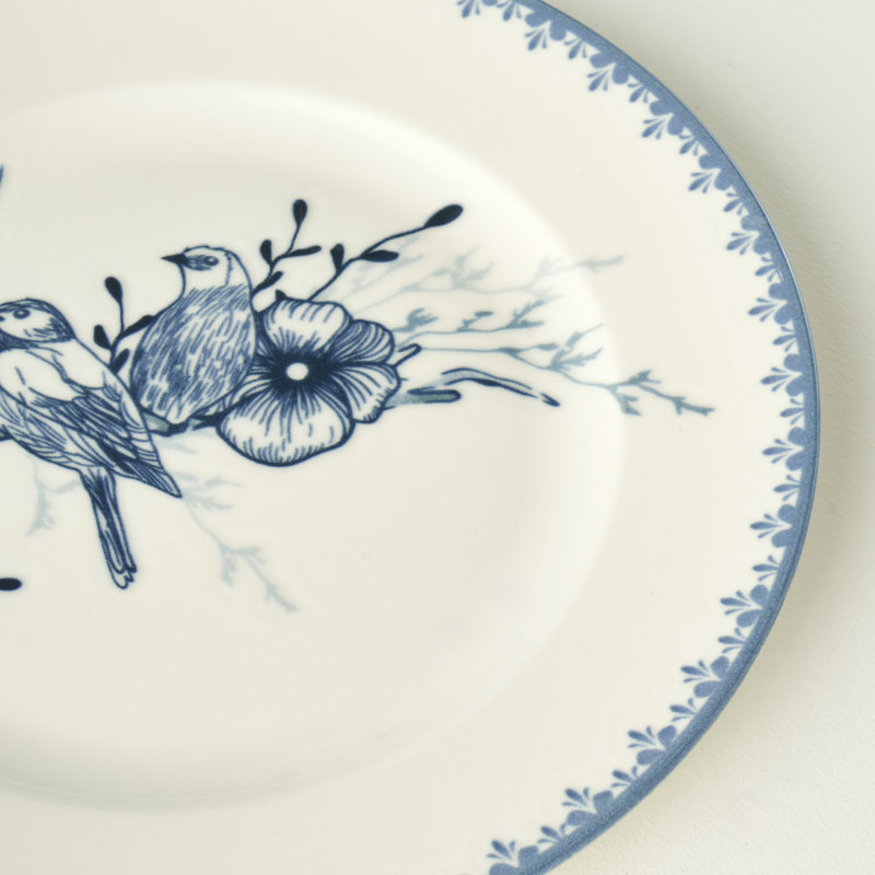 Assiette plate en porcelaine Bleu Blanc