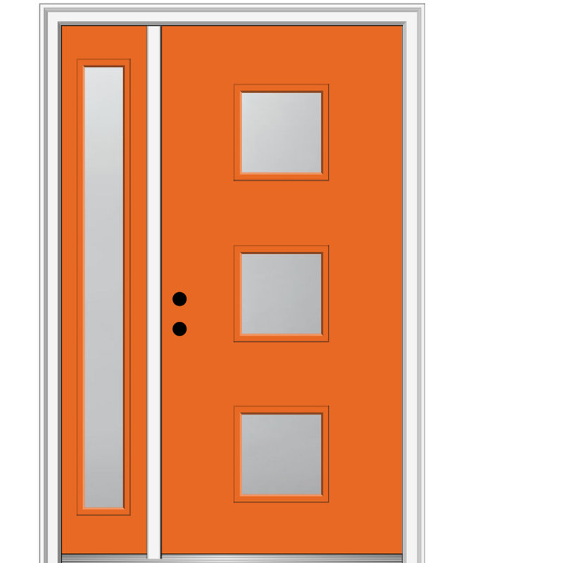 Pleins feux sur les portes d'entrée en acier pré-installées, H 48 po x l 80 po x P 1,75 po, Noir, noir, noir, noir, Droite