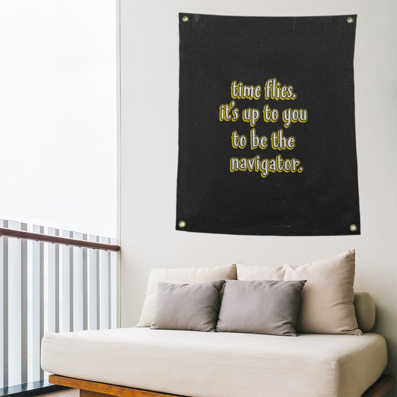 Tapisserie tableau noir en polyester time quote, H 59 pi x l 50 po, Jaune