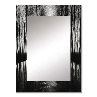 Black And White Forest Silence Photography III - Forest Unique Wall Mirror, Traditional Mirror, Printed Metal Art