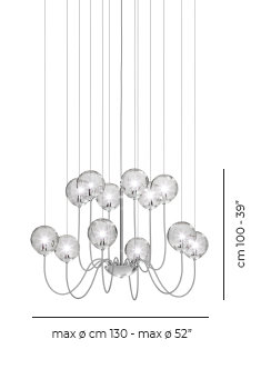 Puppet Suspension 12P Multicolor 1 Glossy Chrome G9 Ul, Crystal Transparent, Glossy Chrome