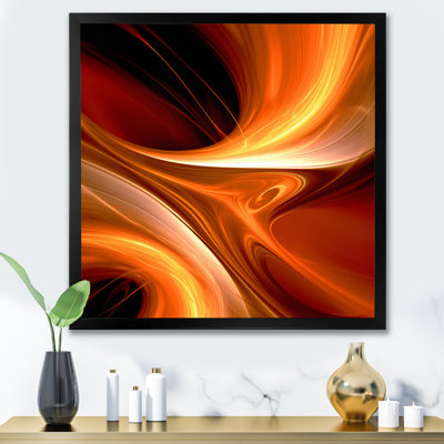 «Orange Abstract Warm Fractal Design II - Fractals», reproduction sur toile encadrée