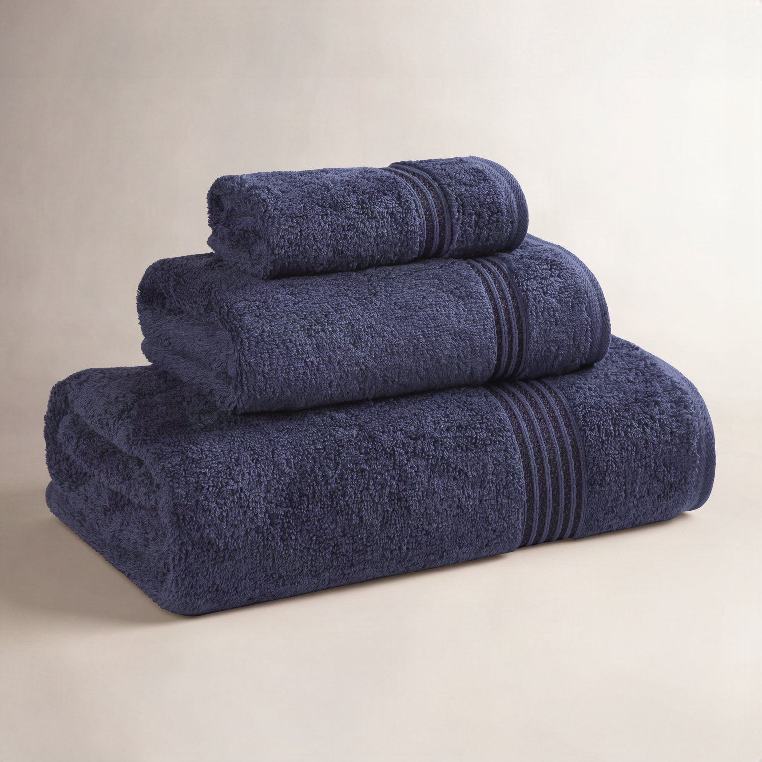 Oleg 3-Piece Egyptian Cotton Towel Set, Navy Blue
