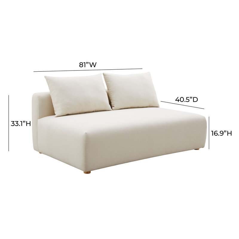 Hangover Cream Linen Modular Loveseat with Cushions
