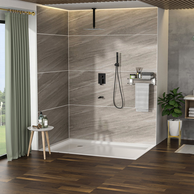 Douche huilée en bronze huilé avec bec cascade et baignoire encastrée au plafond