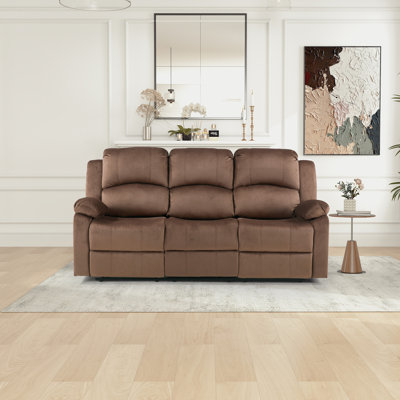  Modern Skin-Friendly Microfiber Manual Recline Sofa with Super Soft Backrest & Seat