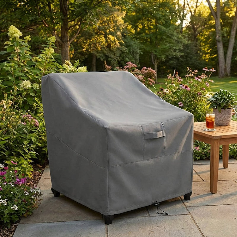 Heavy Duty Premium Patio Chair Cover – Breathable, Heavy-Duty Protector with Water-Resistant PVC, Adjustable Elastic Hem, Click-Close Straps, and Air Vents - Goodman