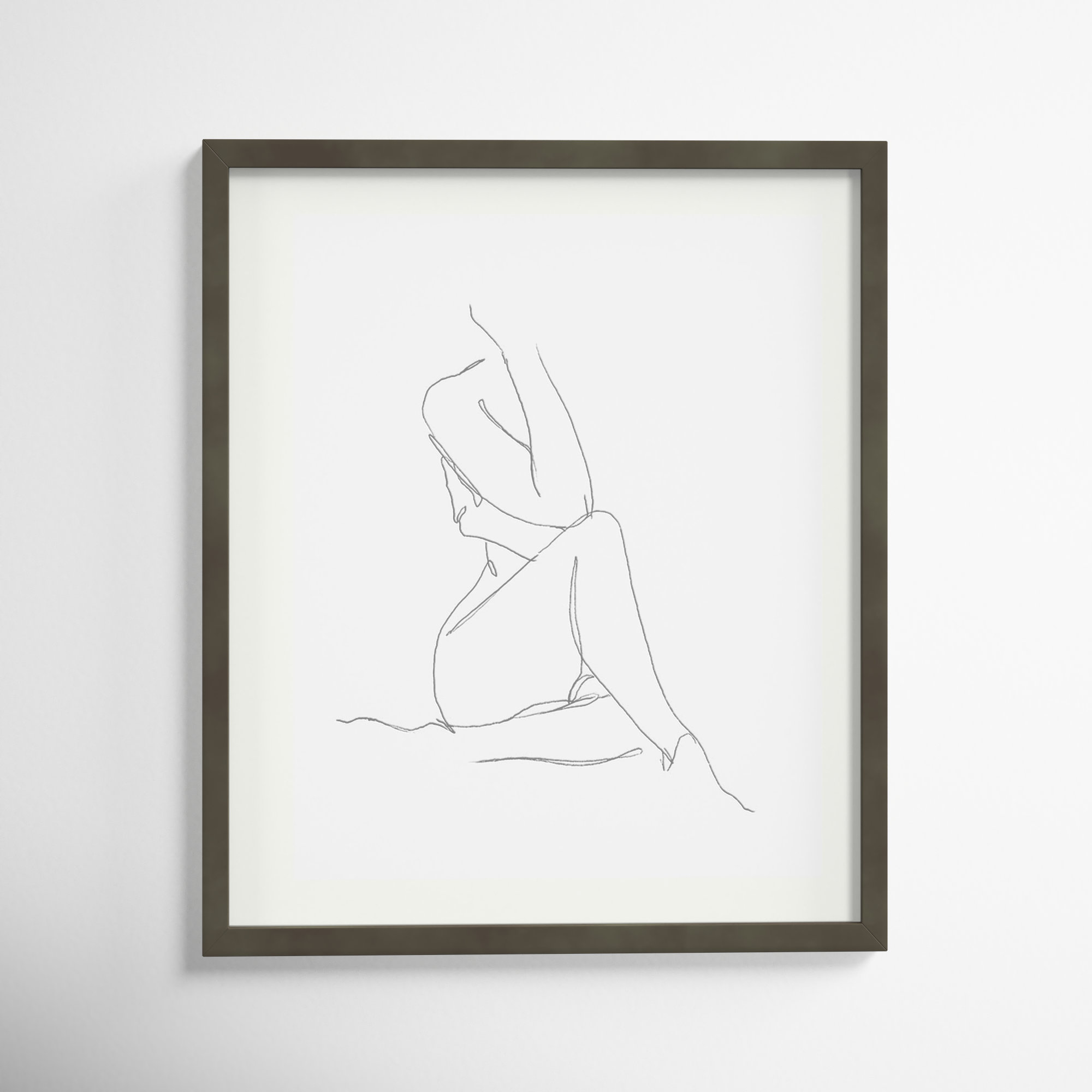 Nude Contour Sketch I by Ethan Harper, 25" H x 21" W, Gray Framed Paper