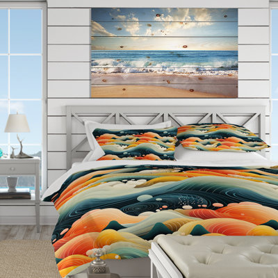 Teal Zen Landscape Harmony Abstract Duvet Cover