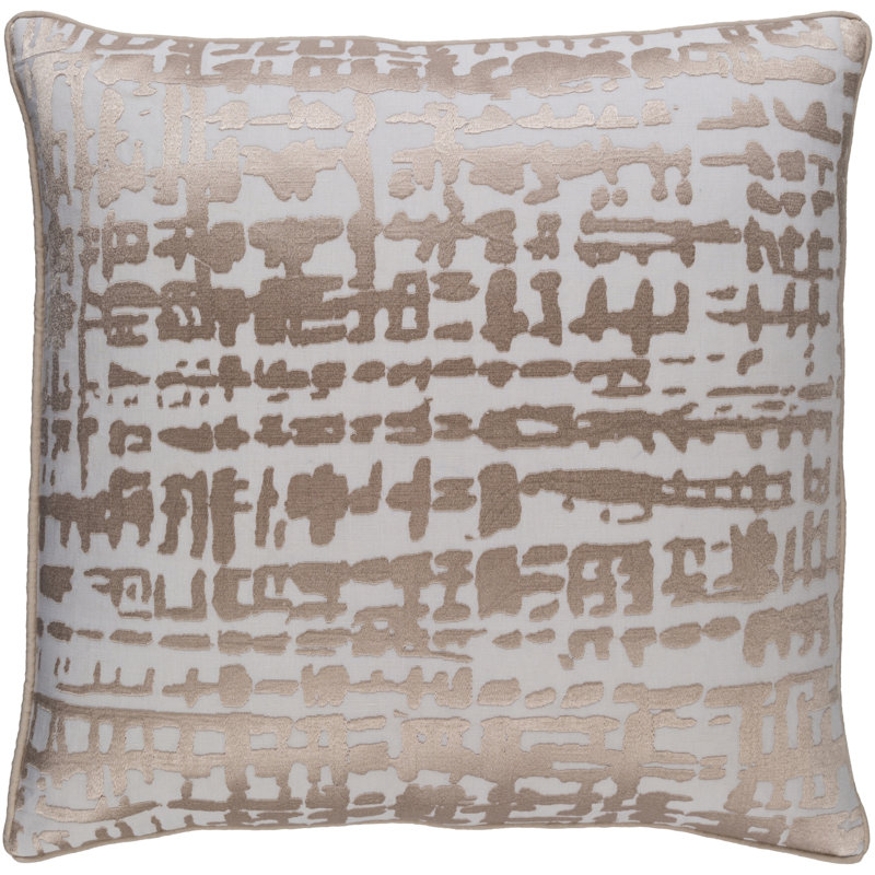 Hessian Linen Pillow Cover, Champagne/White, 20" x 20"