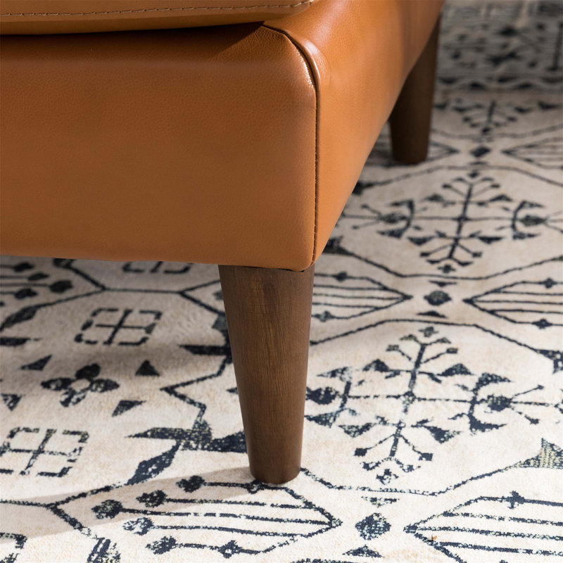 Canapé modulaire Mid-Century capitonné en cuir avec méridienne réversible, Cuir cognac
