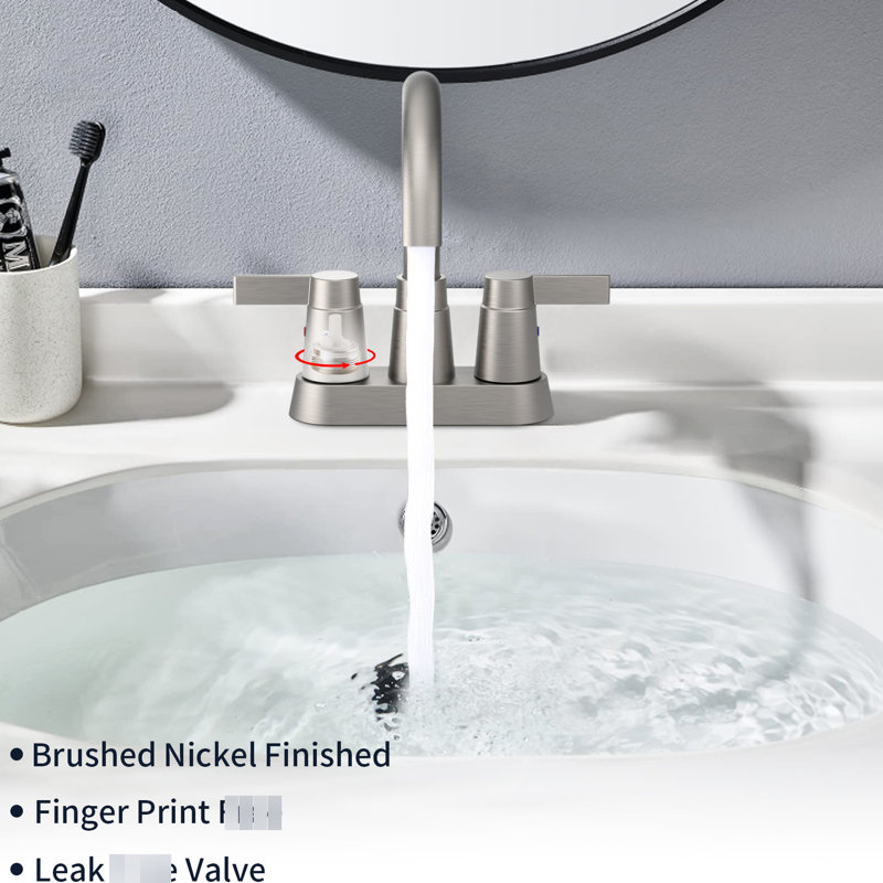 Robinet de lavabo de salle de bain en nickel brossé - 2 poignées, pivotant à 360 degrés, fonction goutte à goutte, valve pratique à utiliser, facile à utiliser