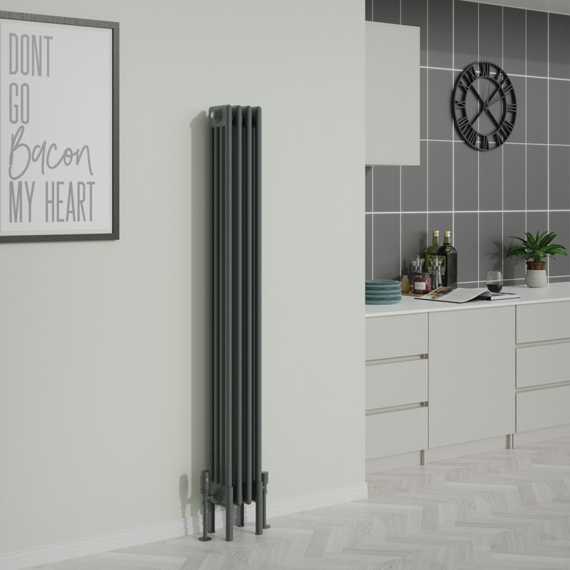 Adamsville Vertical Traditional 4 Column Radiator 1500x200mm, Anthracite
