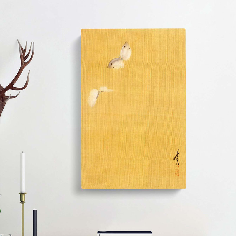 The Two Butterflies by Shibata Zeshin - Wrapped Canvas Painting, 76cm H x 50cm W x 3cm D