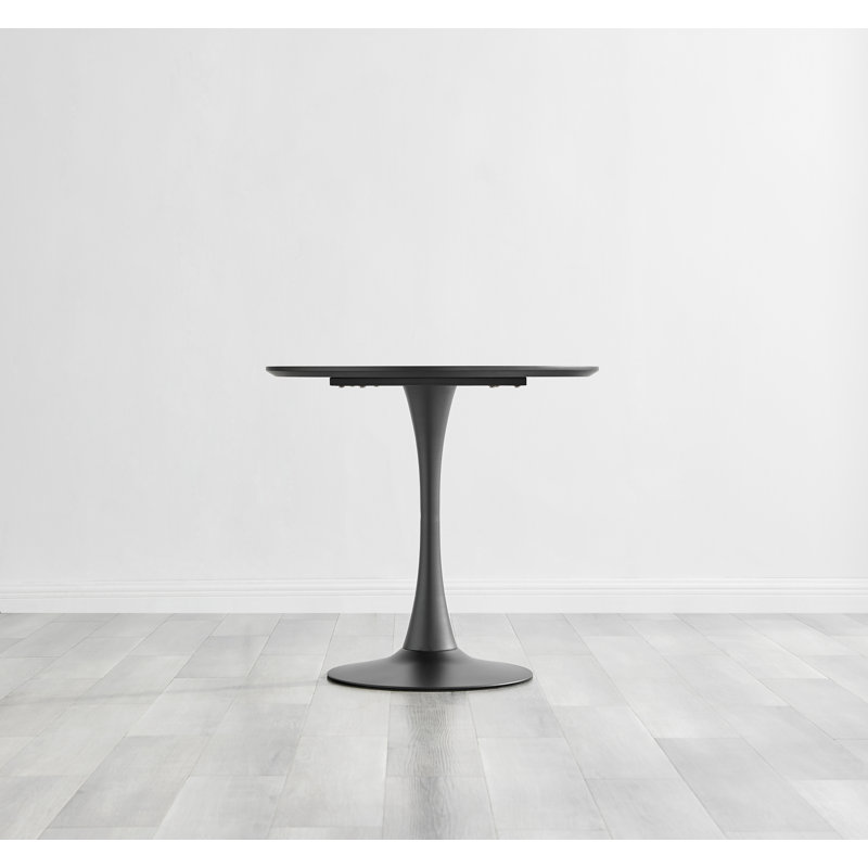 Eubanks White Marble Effect Melamine Round 80cm Dining Table And Chairs - 2 Velvet Dining Chairs, Blue/Silver