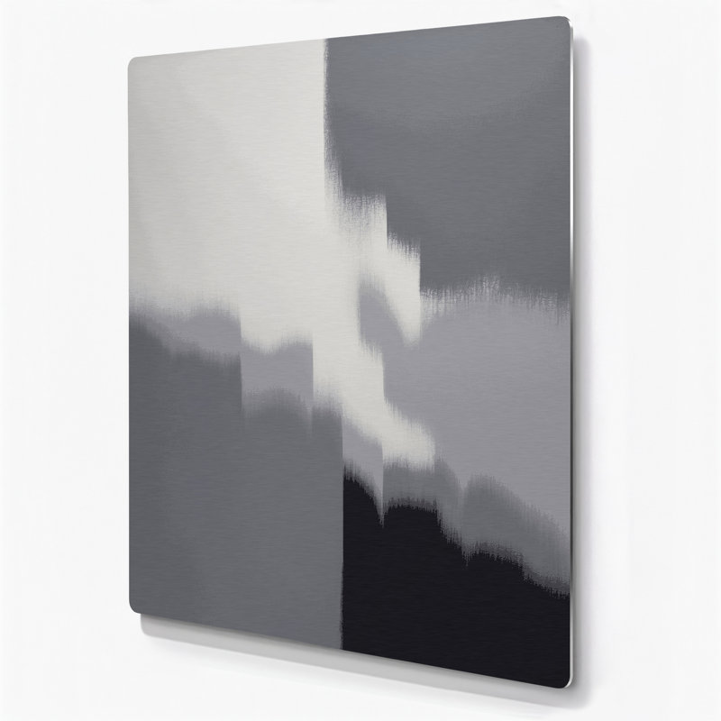Art mural abstrait en métal gris 81, H 12 po x l 18 po