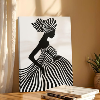 Décoration murale 12 po x 18 po à rayures noires et blanches