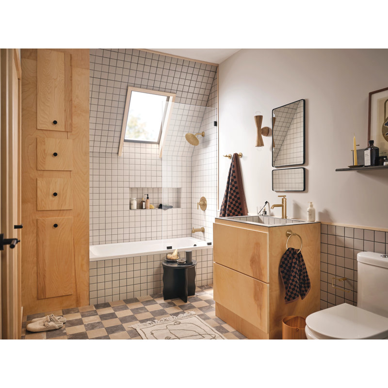 Moen Gibson Posi-Temp Pressure Balancing Modern Tub And Shower Trim With 8" Rainshower, Valve Required