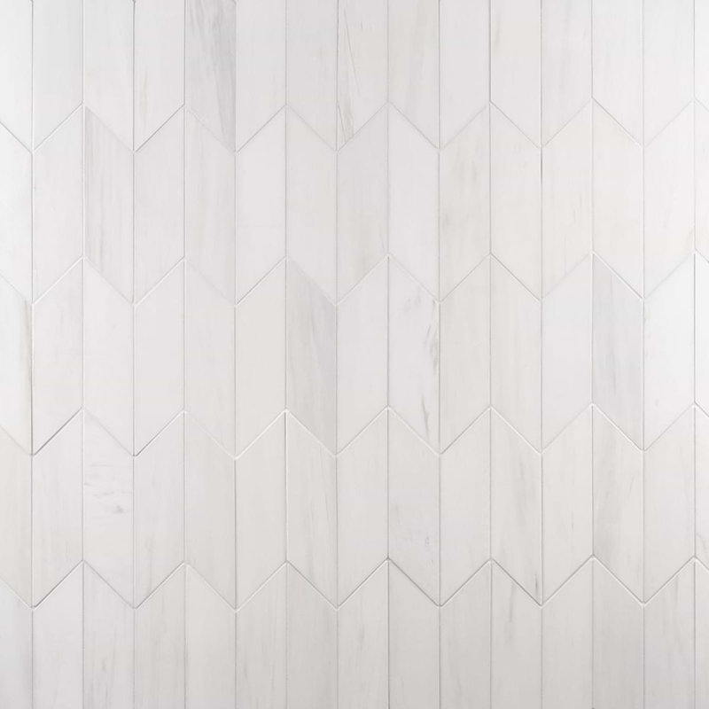 Bianco Dolomite 3x12 Chevron Honed Marble Tile