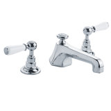 Classic White Lever Widespread Bathroom Faucet with Pop-Up Waste