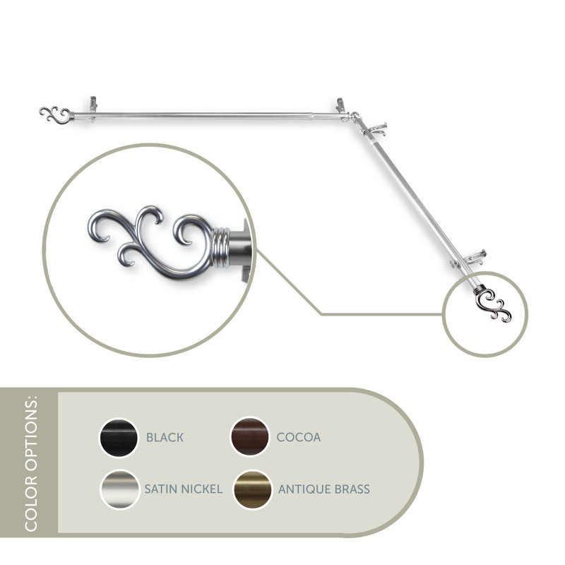Tringle à rideaux d'angle simple Verlyn, 66 po à 120 po, Nickel satiné