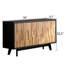Armoire rustique texturée - 4 portes, portes en bois naturel de conception géométrique pour un grand espace de rangement