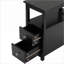 Table de chevet moderne en bois avec station de charge & amp; 2 tiroirs - noir