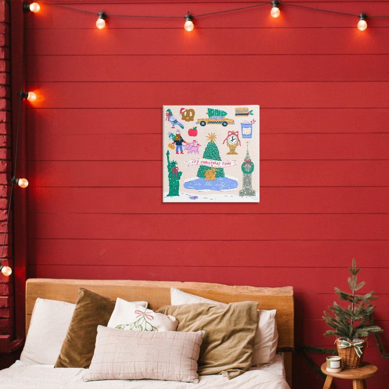Noël à New York, toile de Krissy Mast, H 17 po x l 17 po
