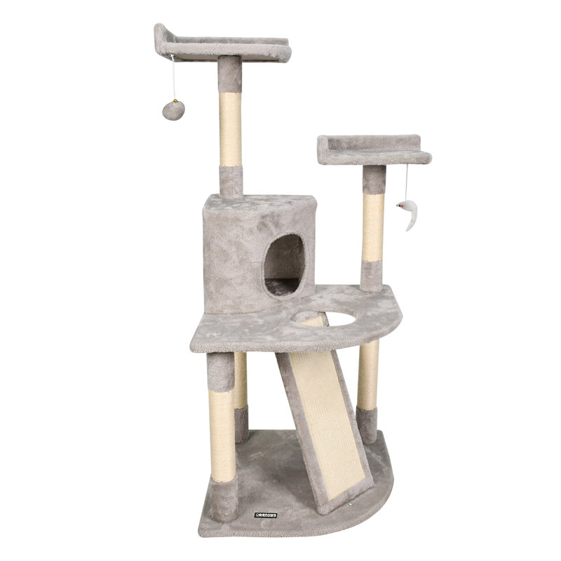 Arbre à chat et condo en fausse fourrure multicolore 66 po GOOPAWS, gris foncé