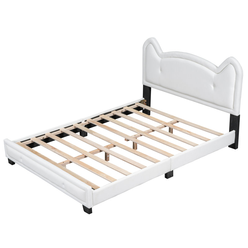 Ceasar Vegan Leather Platform Bed, Full, White