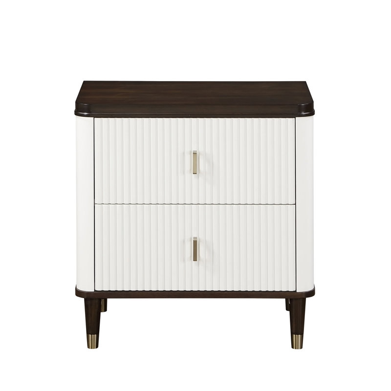 Table de chevet moderne et fonctionnelle à 2 tiroirs avec port USB, mobilier de chambre en bois durable pour un espace détendu et organisé