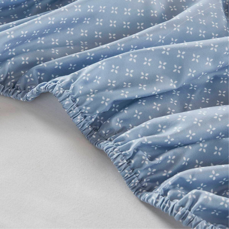 Ensemble d'édredon floral avec draps Blue King, Édredon de très grande taille et 6 pièces suppl, Motif floral bleu