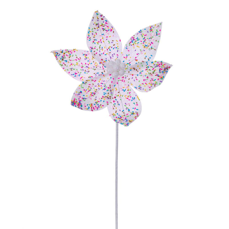 23" Poinsettia Artificial Christmas Stem 4/Bag., White, White