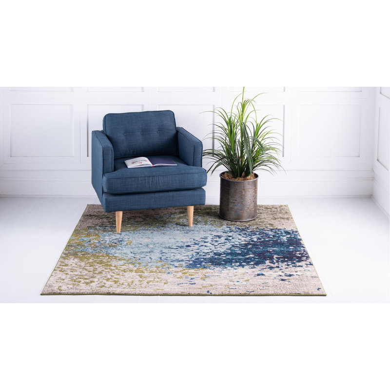Rizer Washable Abstract Indoor Rug, Square 8'