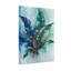 Ensemble de 1 tableau sur toile tendue, aquarelle représentant des feuilles tropicales bleues et vertes avec des fleurs blanches.-87378682