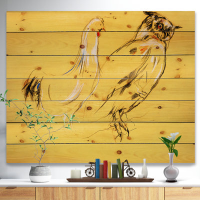«Owl and Rooster», impression