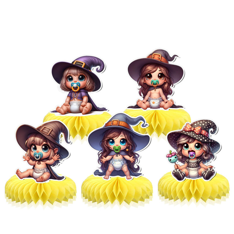 Baby Witch Table Centerpieces - 5 pcs Halloween Baby Shower Decorations