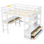Lit mezzanine double blanc avec bureau et rangement - Maximisez efficacement votre espace avec tiroirs, tablettes, armoires (taille encastrée et structure en pin, économisez