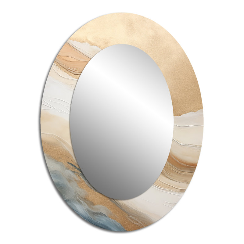 Miroir mural moderne beige et doré, 40 po x 30 po