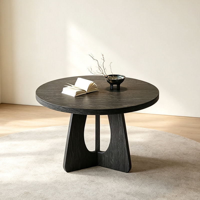 Table ronde rétro en bois de frêne, H 29,5 po x l 43,3 po x P 43,3 po