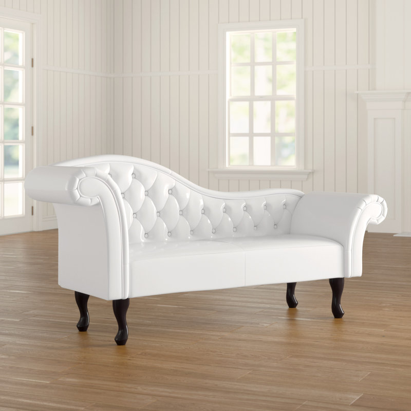 Charlemont Faux Leather Chaise Lounge, White