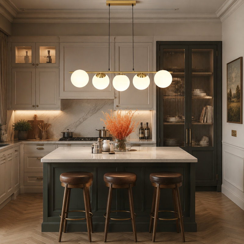 Sollis 5-Light Kitchen Island Pendant Light, Gold
