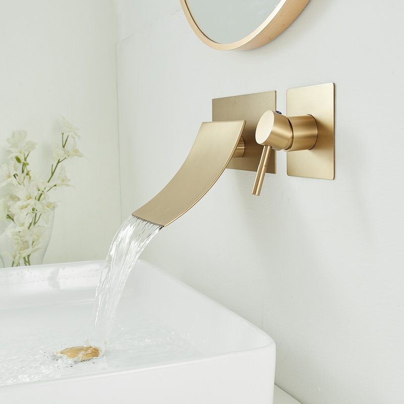 Wall Mounted Optional Single-handle Bathroom Faucet, Brushed Gold