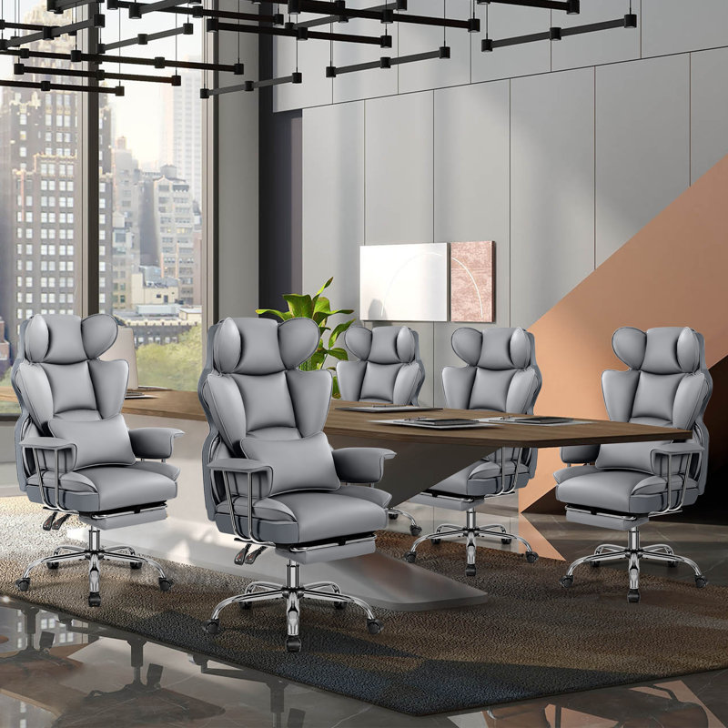 Fauteuil de direction en similicuir, gris