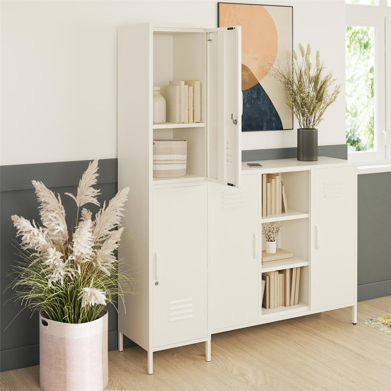 Armoire d'appoint haute 2 portes Gioia, Blanc doux