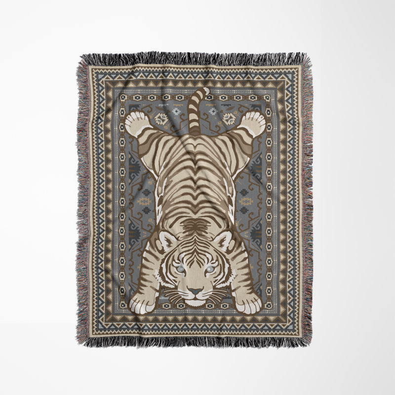 Jeté en mélange de coton Roy Tiger, Gris, L 60 po x l 50 po
