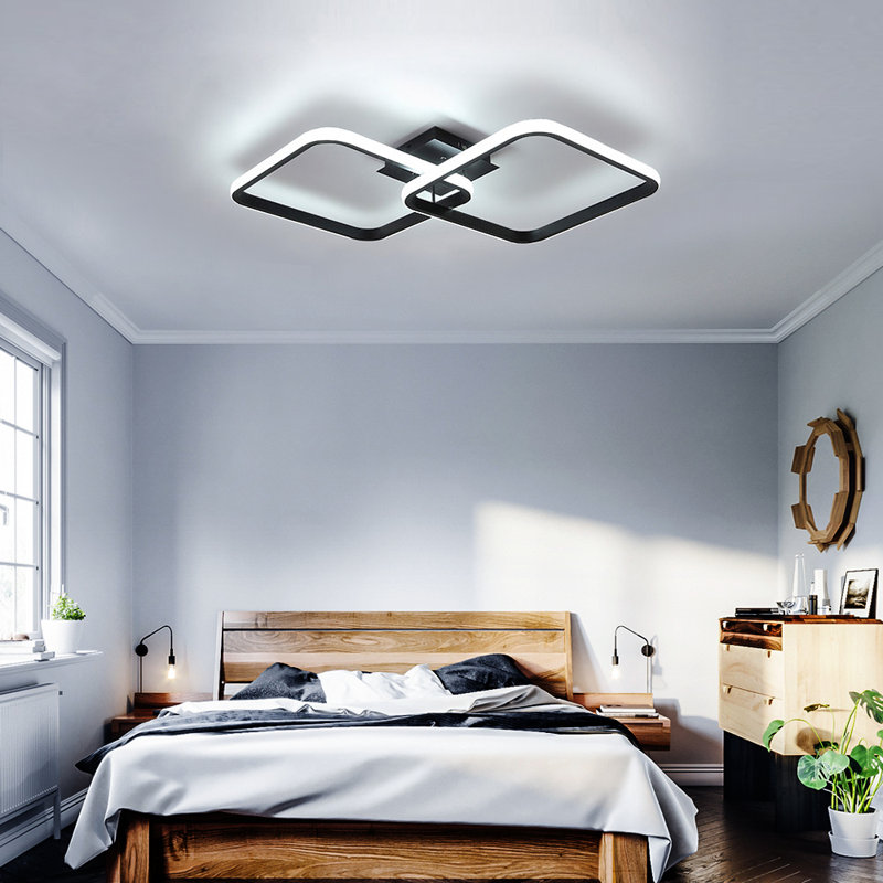 Tarazon 2-Light 60cm LED Semi Flush Mount, Black, 10cm H x 59cm W x 29cm D