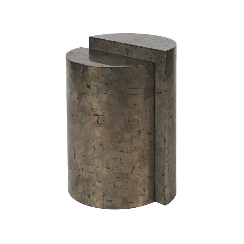 Gold Pyrite Finish Round Metal End Table