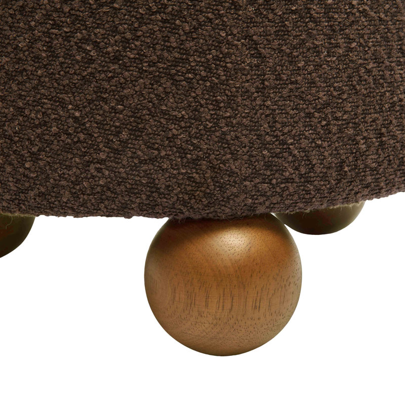 Tabouret Jaine Boucle, Noyer, Mélange de polyester, Brun