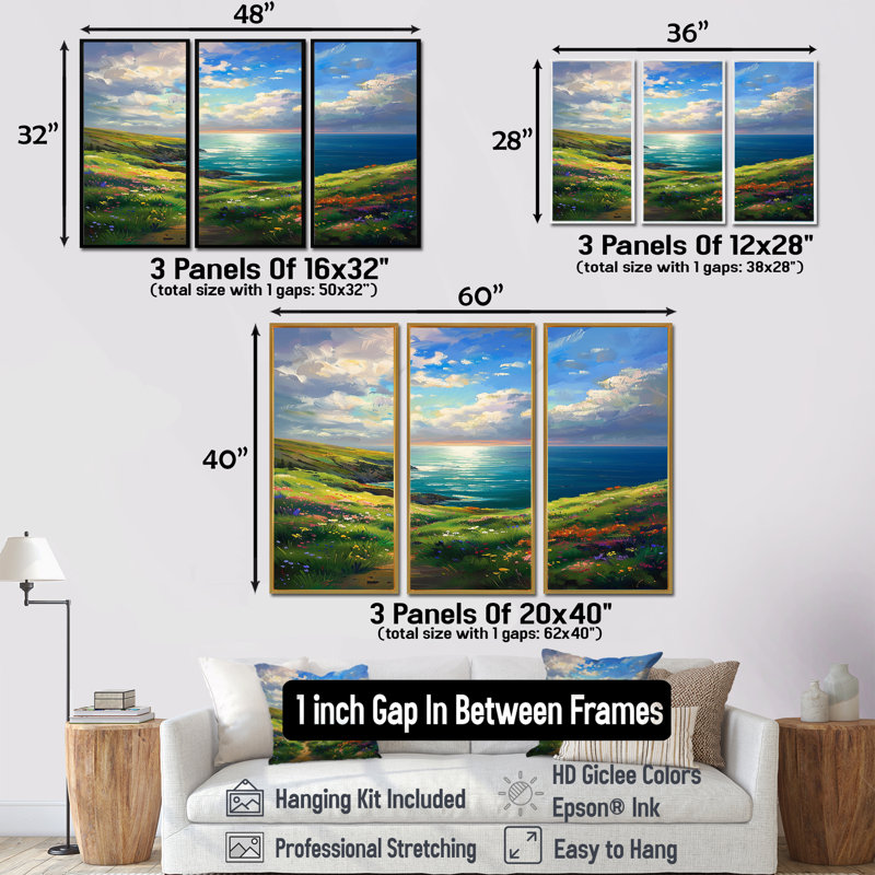 Ensemble de salon Amleto - River Mountain Wall Art, H 40 po x l 60 po x P 1 po, Cadre flottant brun